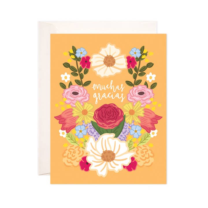 Floral Muchas Gracias Greeting Card - Spanish Thank You Card