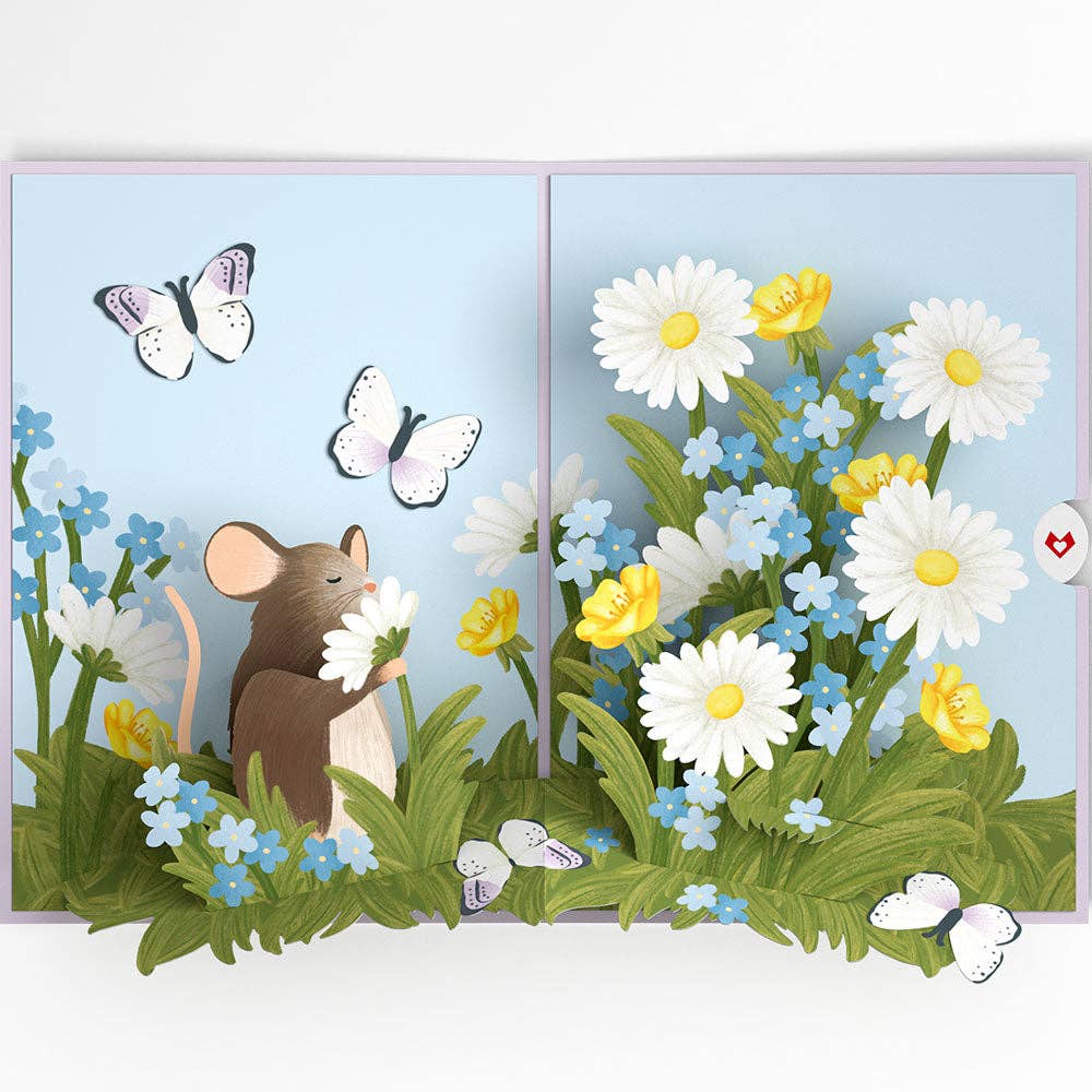 Field Mouse in the Flowers 5*7" Pop-Up Card