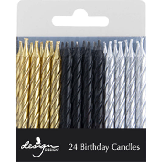 Black and Gold Twist Stick Candles