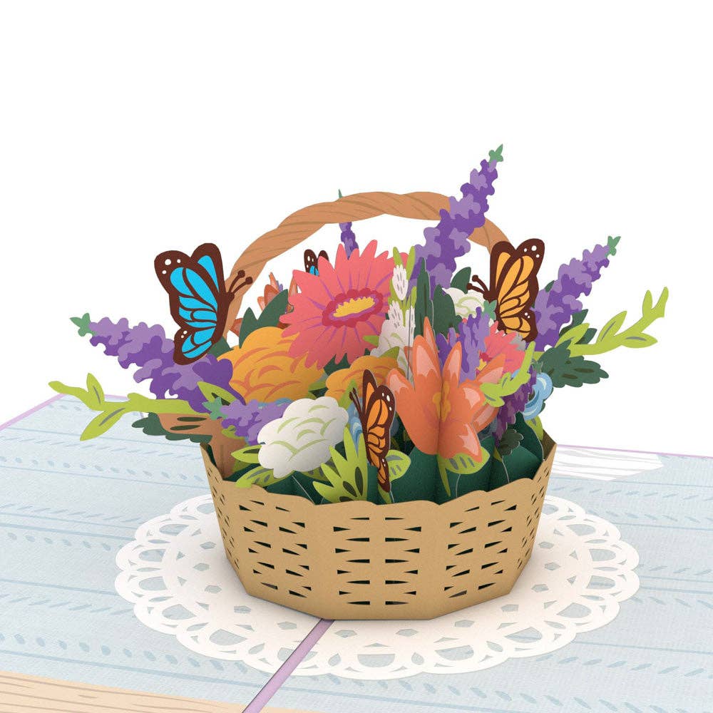 Flower Basket 5''x7'' Card, Pop-Up Cards, Vintage