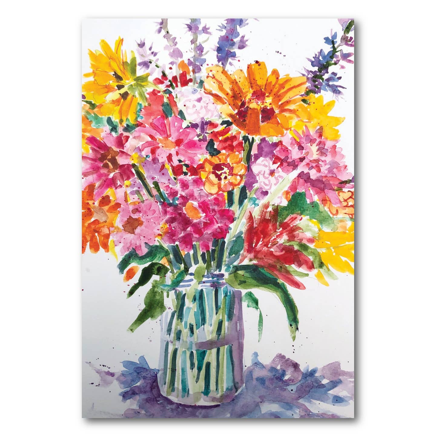 Pink Zinnia Bouquet Notecard Set