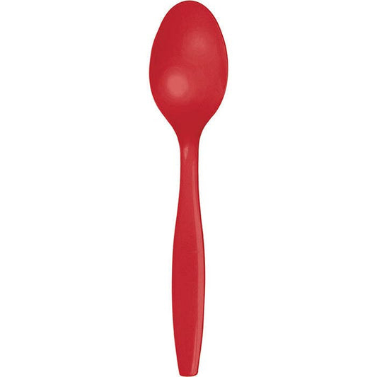 Classic Red Plastic Spoons