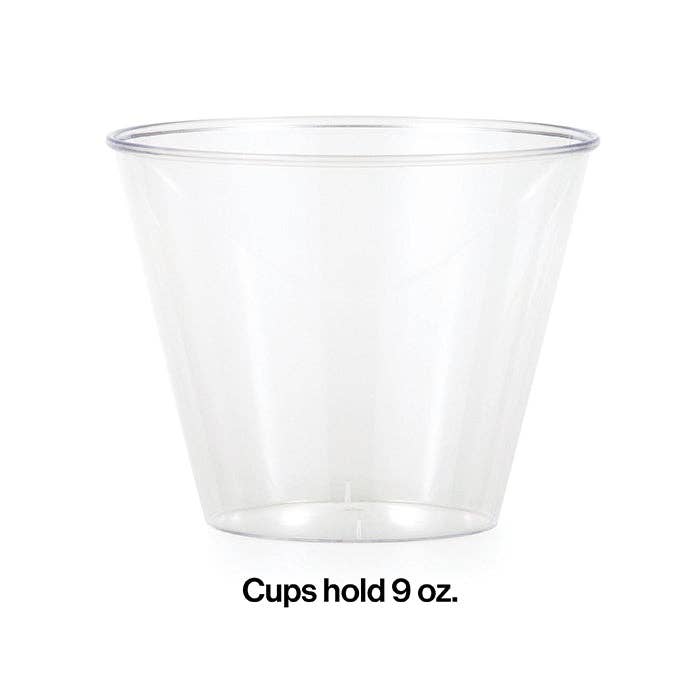 Clear 9 oz Plastic Tumblers, 8/Pkg