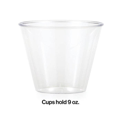 Clear 9 oz Plastic Tumblers, 8/Pkg