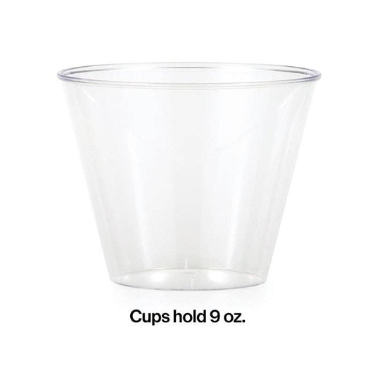 Clear 9 oz Plastic Tumblers, 8/Pkg