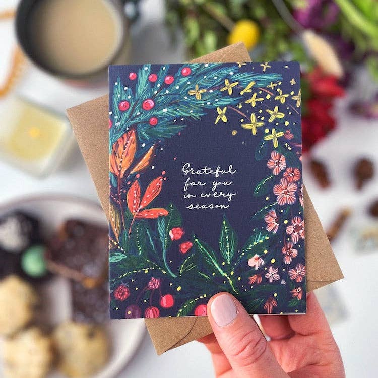 Grateful for You in Every Season — Love, Thank You Card: Eco-friendly card pocket