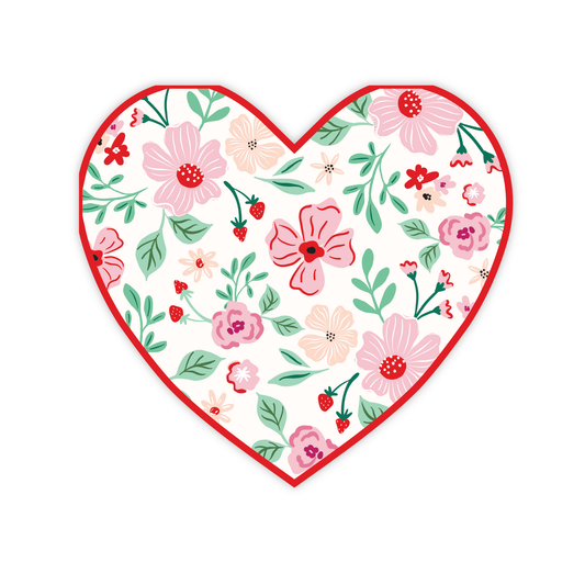 PINK & RED FLORAL HEART LARGE NAPKINS