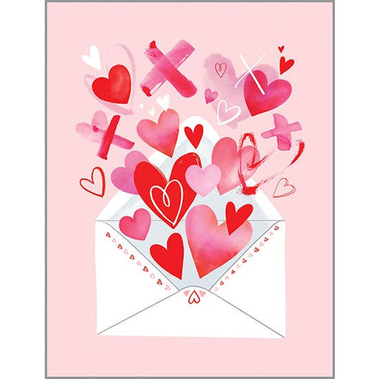 Valentine Greeting Card - Envelope Full of Hearts