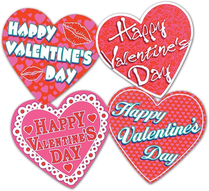 Packaged Valentine Heart Cut-Outs, 14-Inch, 4 Per Package