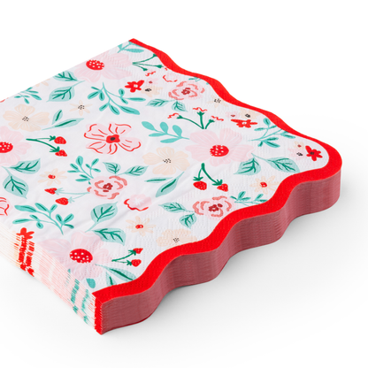 PINK & RED FLORAL DINNER NAPKINS