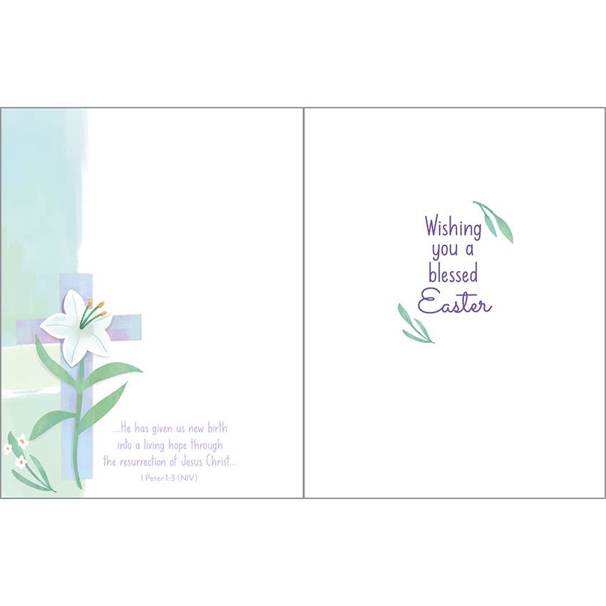 Lily Cross - with scripture Easter Greeting Card