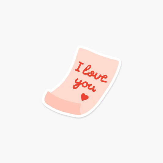 Note saying I Love You 3.25 x 3 in - Sticker