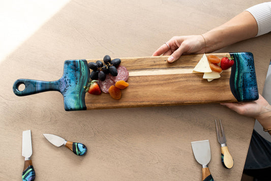 Resin Cheese/Charcuterie Board - Baguette 5"x24" Northern Lights