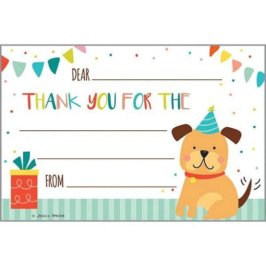 Party Puppy Kids Thank You Postcard -