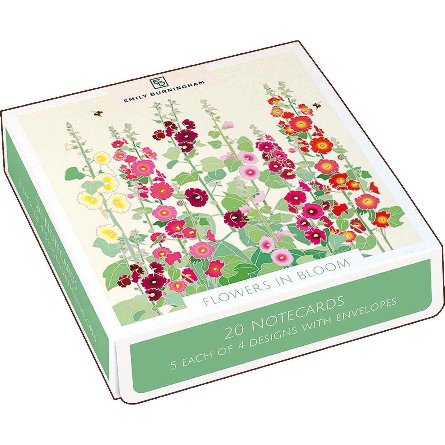 Stationery Box of 20 Cards Sq Flowers Bloom Emily Burningham