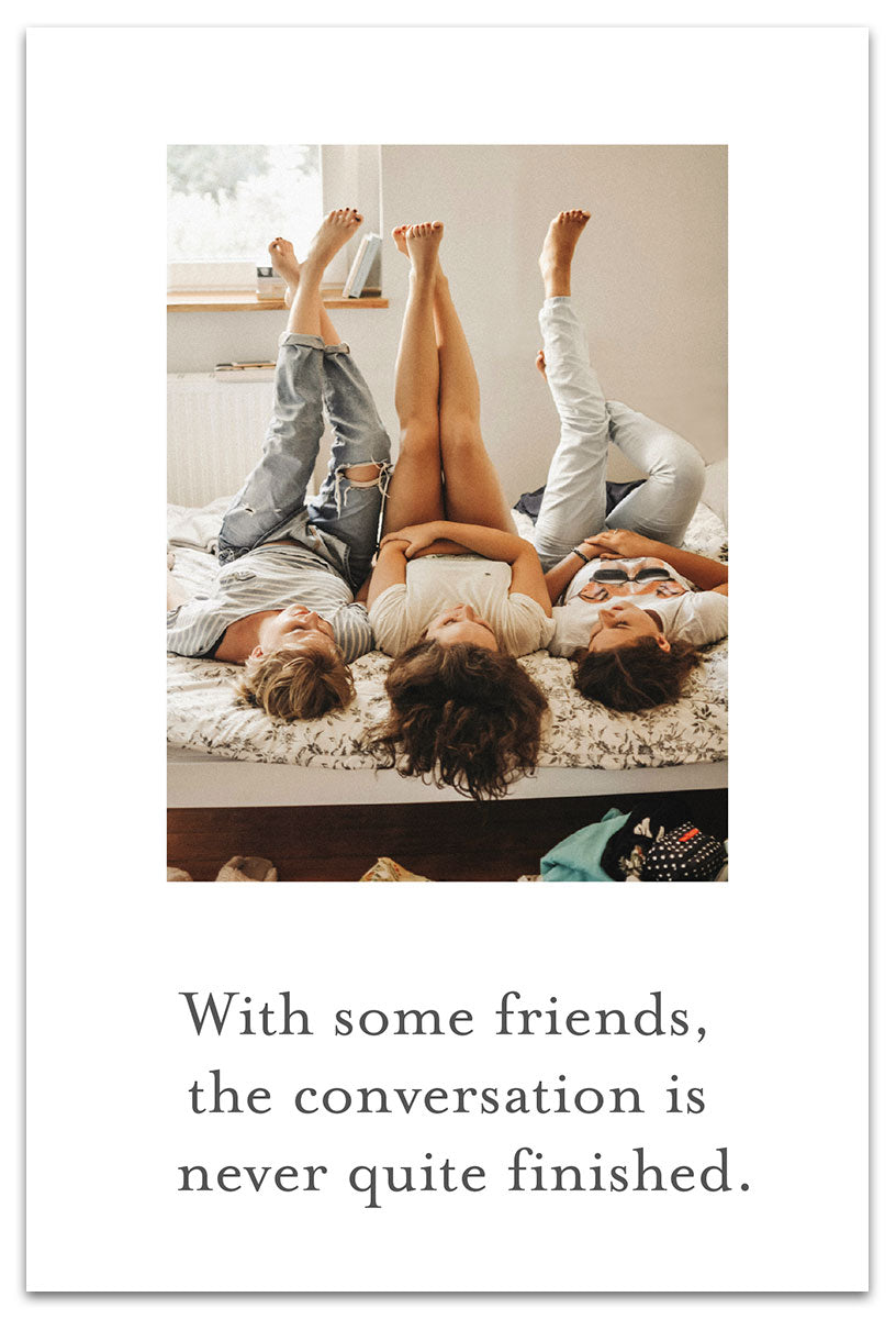 Girls Chatting on Bed card