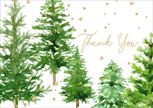 White Christmas Foil Thank You Notes