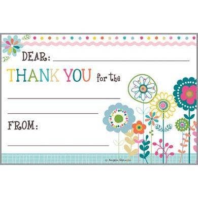 Kids Thank You Postcard - Colorful Row Flowers Kids