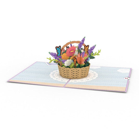 Flower Basket 5''x7'' Card, Pop-Up Cards, Vintage