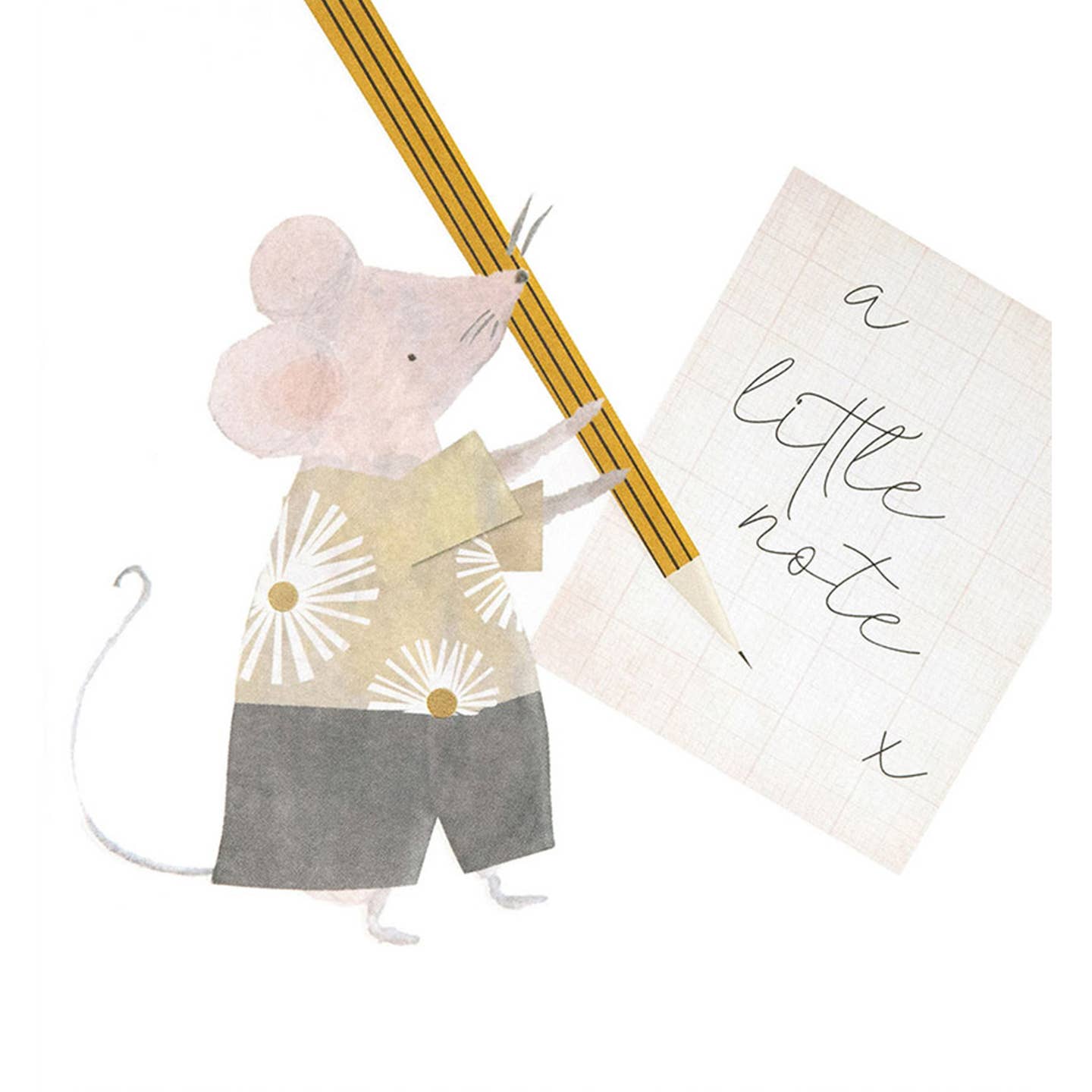 Friendship Mouse with Note Greeting Card