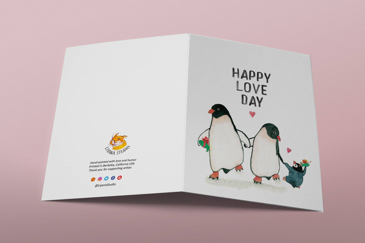 Happy Love Day Penguins Family - Funny Valentines Day Card: Happy Love Day