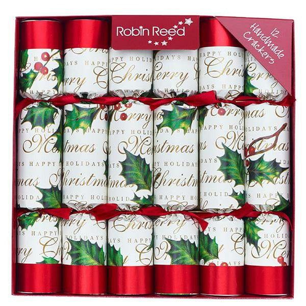 Bows & Berries Handmade English Christmas Crackers, 12 x 10 Inch (Set of 12)