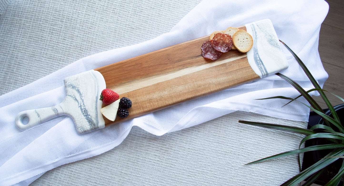 Resin Cheese board / Charcuterie Board - Baguette 5"x24": Onyx