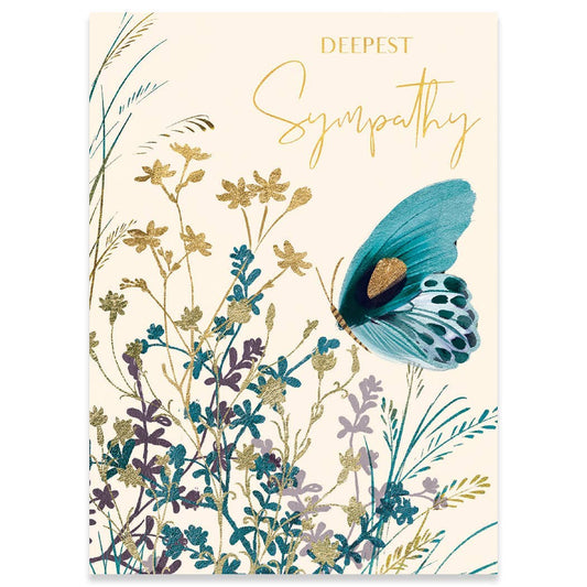 Blue Butterfly Sympathy Greeting Card 4.5 X 6.25"