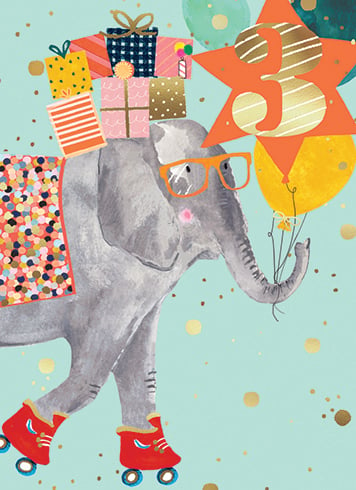 THREE ELEPHANT Birthday Cards