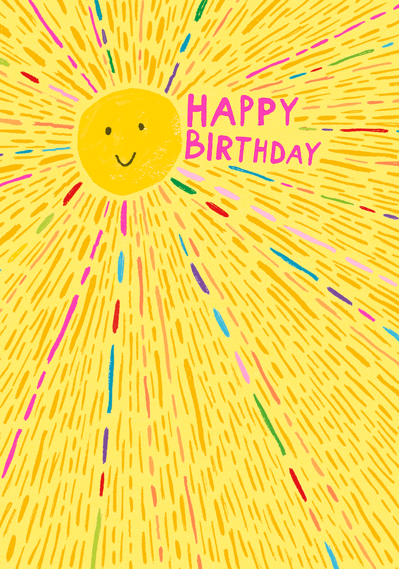 YELLOW SUNBEAMS HAPPY BIRTHDAY