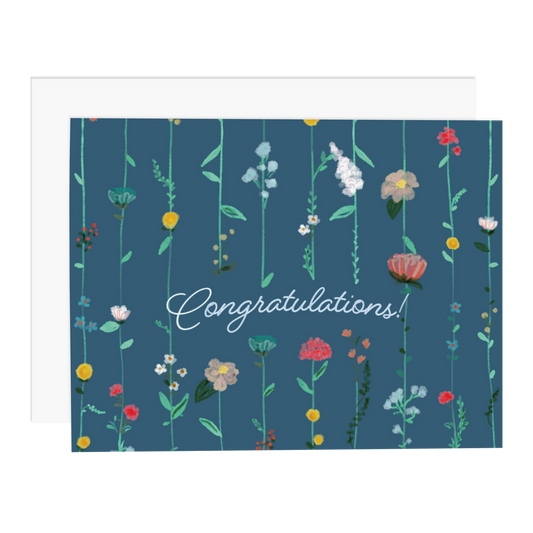 Congrats Flowers Cascade Greeting Card