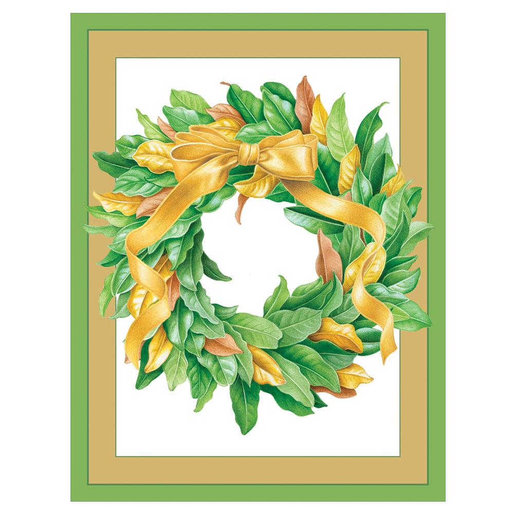 Magnolia Leaf Wreath Boxed Christmas Cards