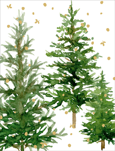 White Christmas Foil Classic Boxed Christmas Cards - includes 10 cards & envelopes