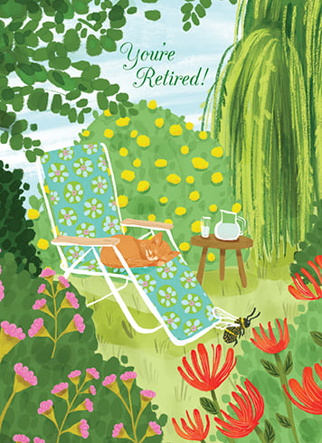 SUNNY GARDEN Retirement Card