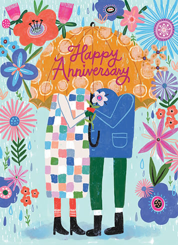 UMBRELLA COUPLE Greeting Card