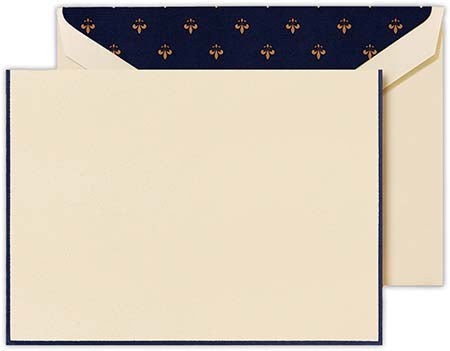 NAVY BORDERED FLEUR DE LIS NOTE
