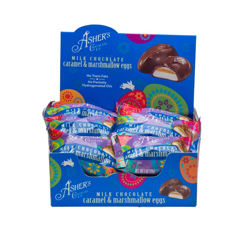 Milk Chocolate Caramel and Marshmallow Eggs 1 oz. Milk Chocolate Caramel and Marshmallow Eggs