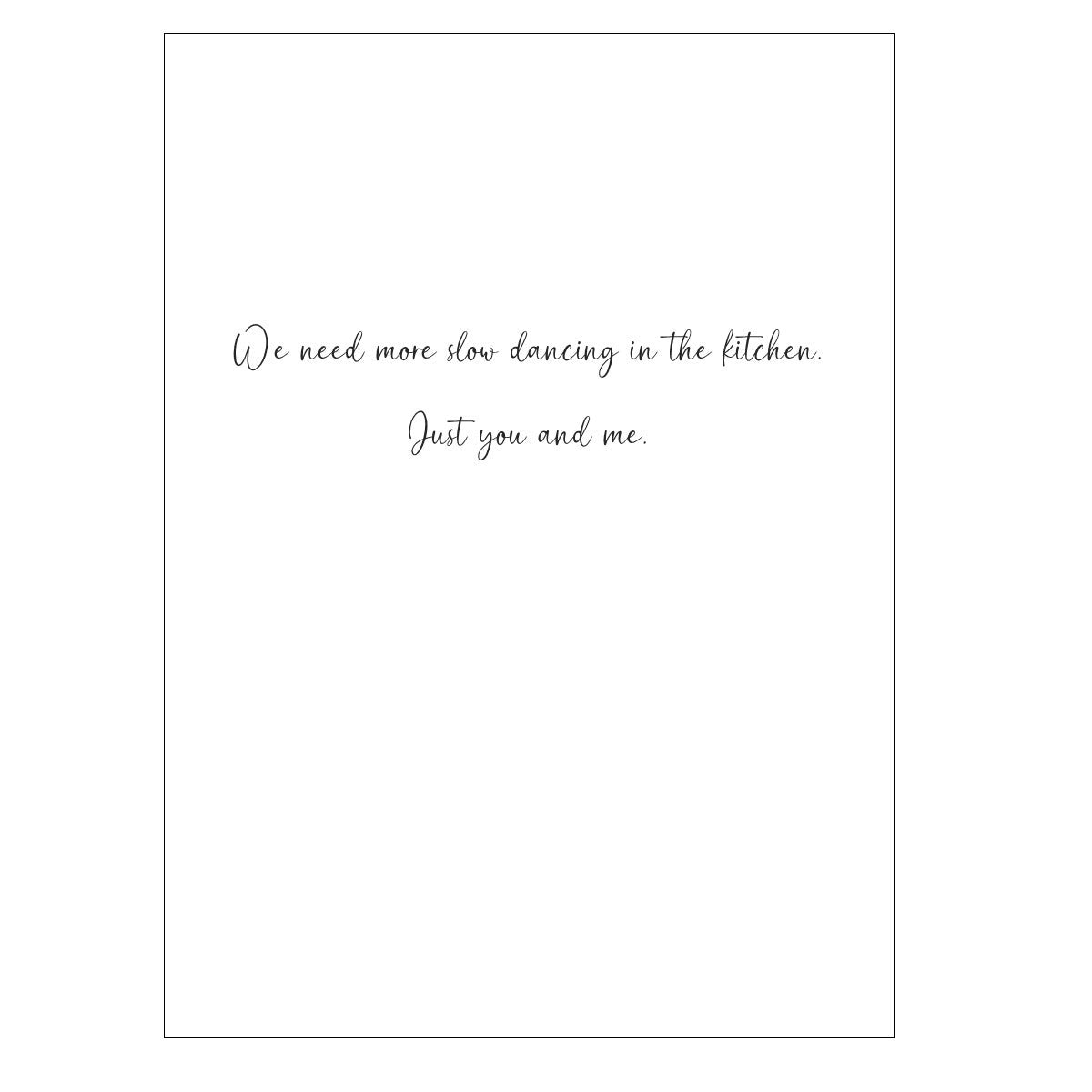 Romance, slow dancing in the kitchen greeting card