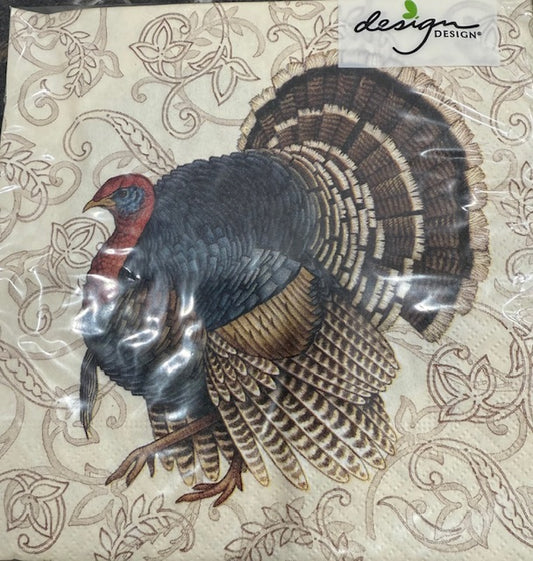 Filigree Turkey Beverage Napkin