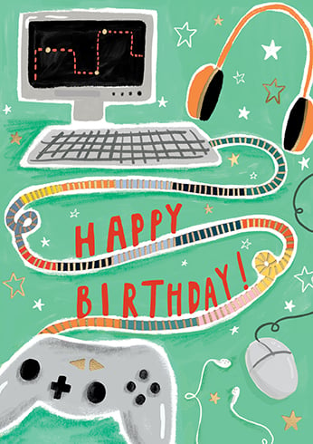 COMPUTER GAMES Birthday Card