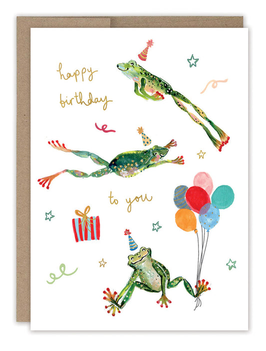Leaping Frogs Birthday Card