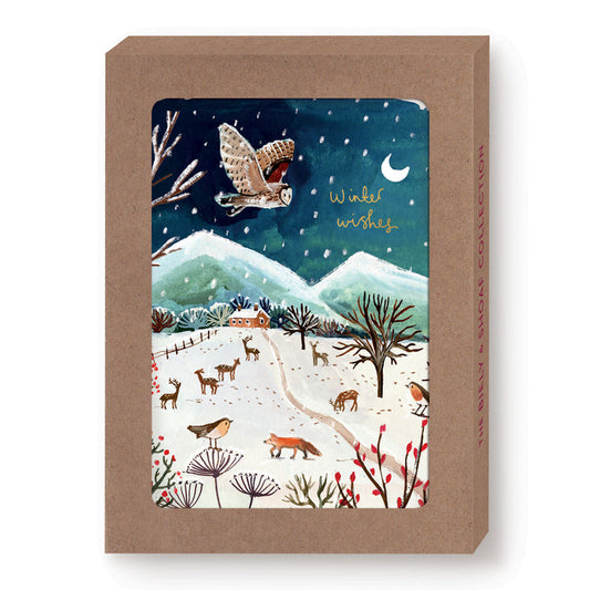 Owl Winter Countryside Boxed Holiday Cards - Set of 10