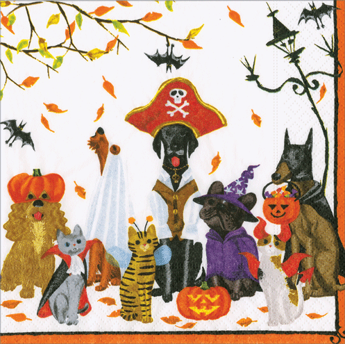 Halloween Pets Recycled Cocktail Napkins - includes 20 Cocktail Napkins