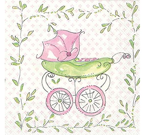 Baby Carriage Pink Beverage Napkin