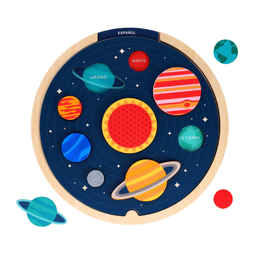 Multi-Language Solar System Wooden Tray Puzzle