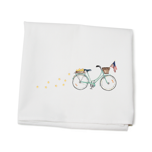 patriotic bike flour sack towel