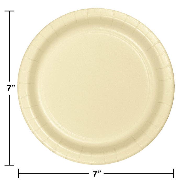 Ivory Paper 6.75 inch Dessert Plates, 24/Pkg