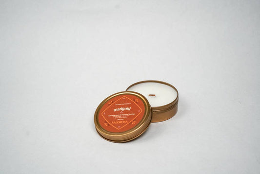Marigold Candle Tin | Dia De Los Muertos Candle