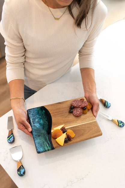 Wood Resin Date Night Cheese Charcuterie Board : Northern Lights