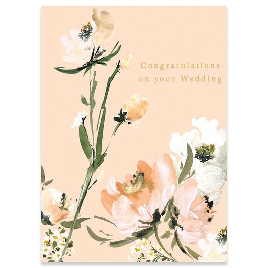 Peach Wedding Greeting Card 4.5 X 6.25"